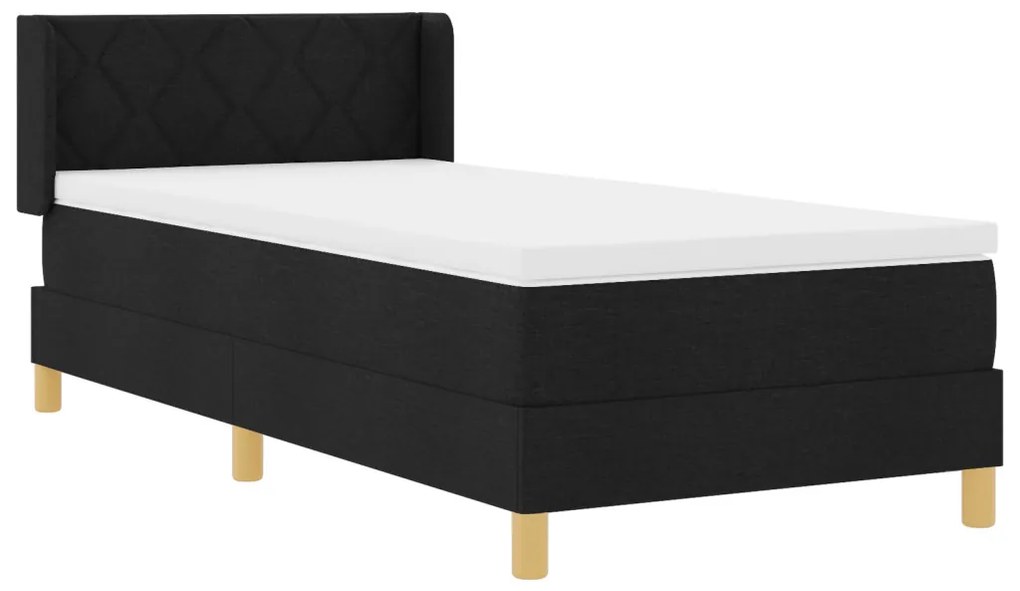 Boxspring Ágy Matraccal, fekete színben, 90 x 190 cm, szövet