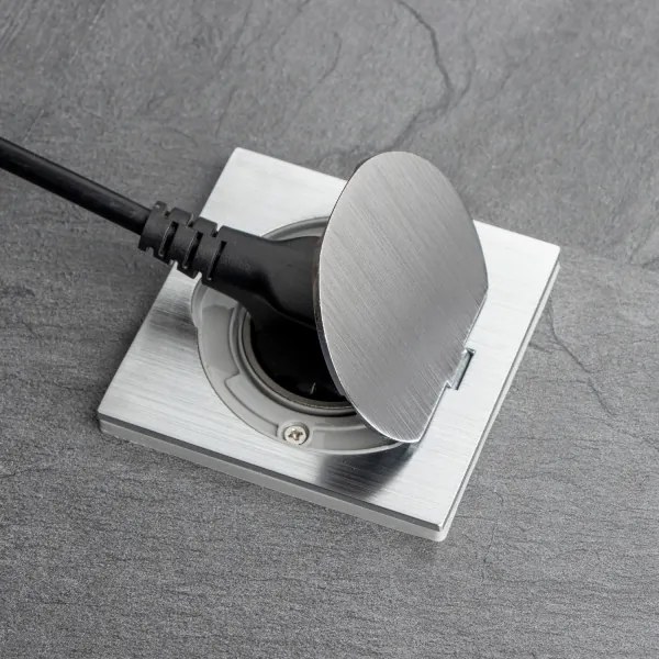 Brilagi - Kültéri beépített padló aljzat IP55 matt króm négyzet