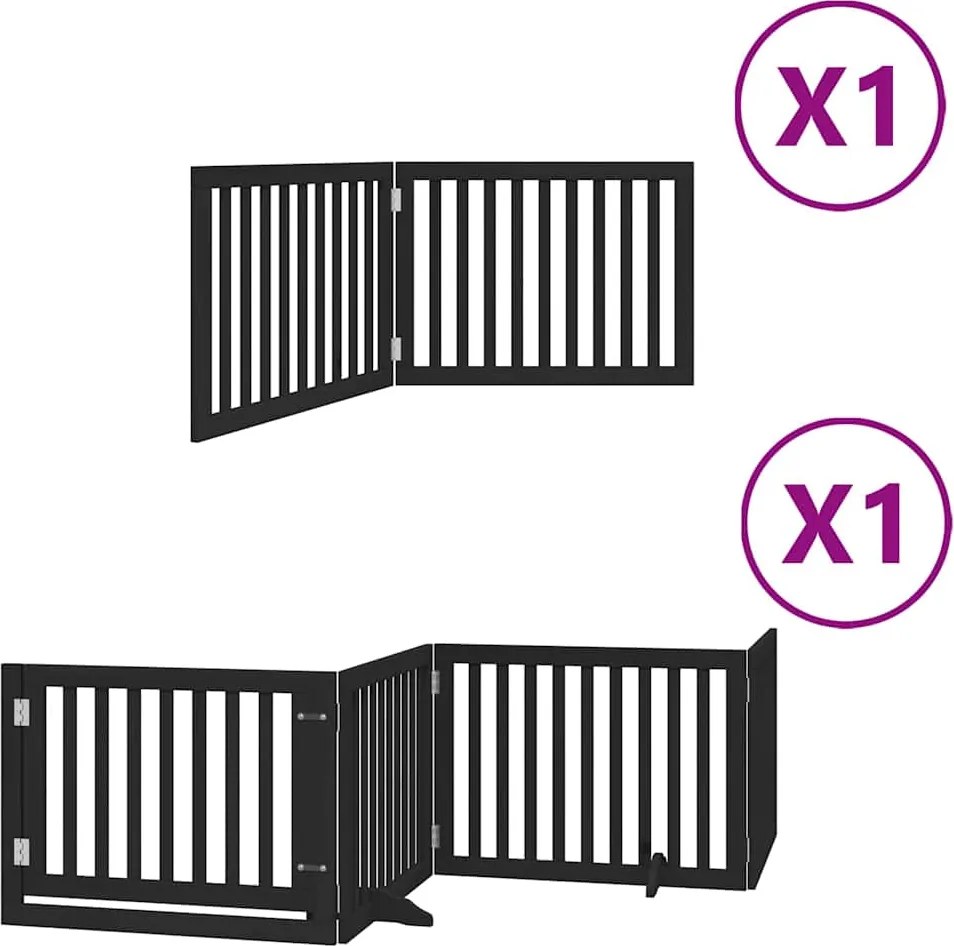 vidaXL fekete nyárfa 6 paneles összecsukható kutyakapu ajtóval 480 cm