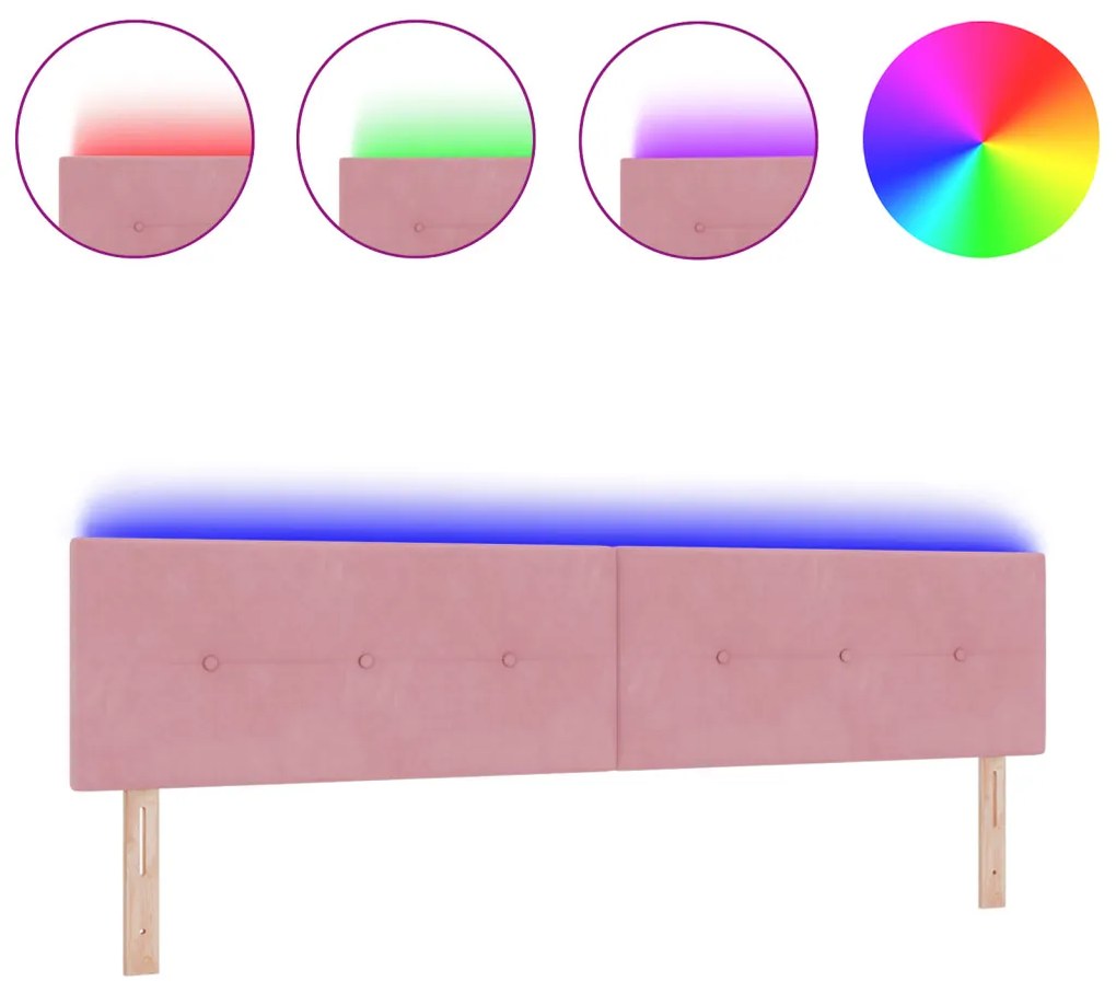 LED Fejtámlás Gombos Rózsaszín 100 cm Bársony