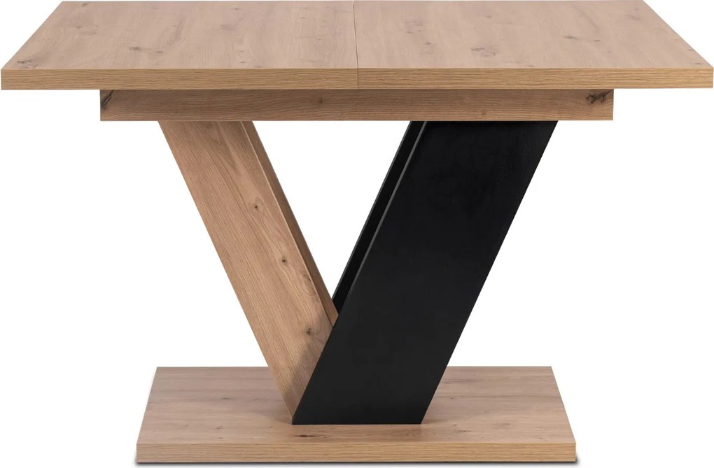 Kihúzható étkezőasztal 120–160 cm méretben, artisan tölgy/fekete színben CLARK