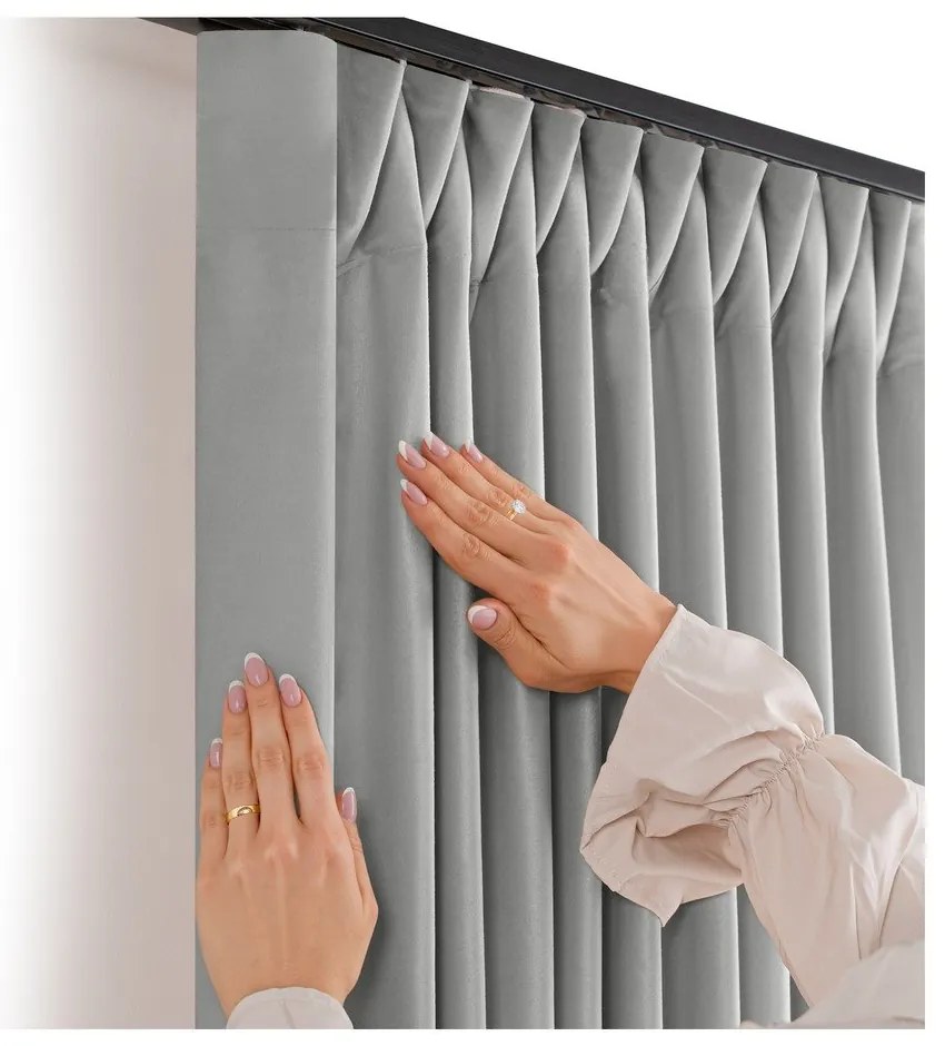 Szürke bársony dimout (részleges sötétítő) függöny 265x175 cm Velto – Filumi