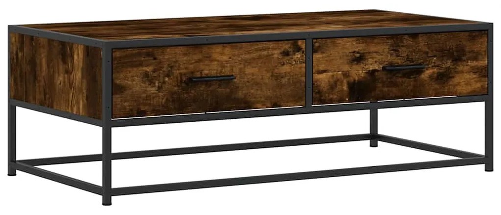 vidaXL füstös tölgy szerelt fa és fém dohányzóasztal 100 x 50 x 35 cm