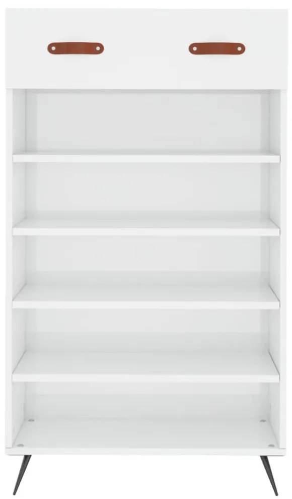 magasfényű fehér szerelt fa cipőszekrény 60 x 35 x 105 cm