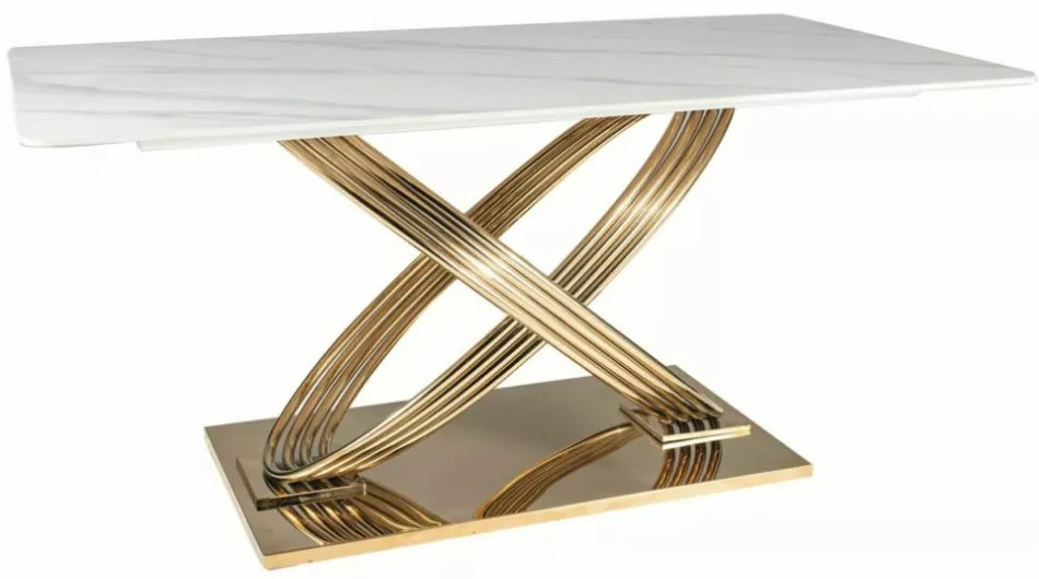Hermes kerámia étkezőasztal fehér/arany 160x90 cm