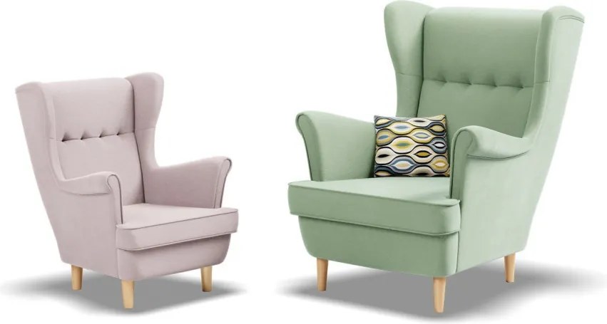 Uszak Mini fotel, bársony, rózsaszín