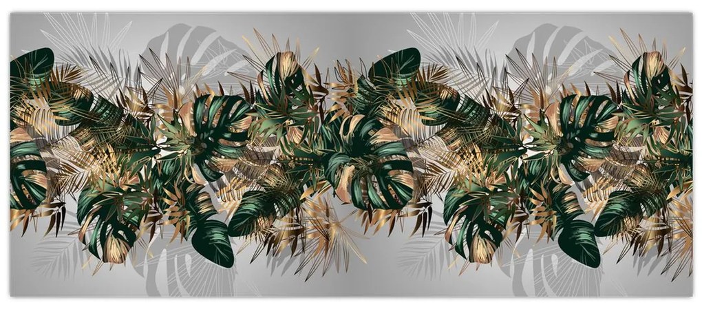 Kép - Gold-green, trópusi levelek (120x50 cm)