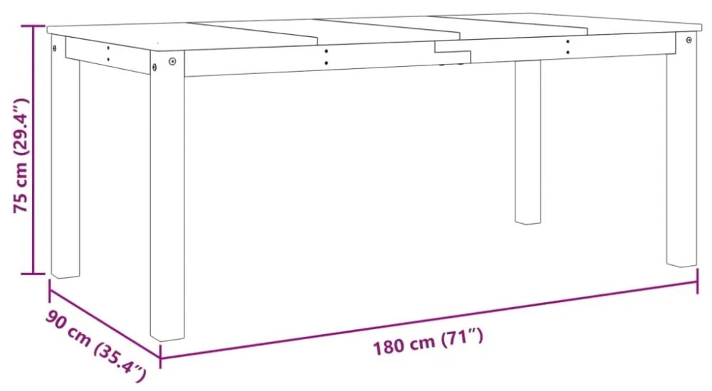 Panama tömör fenyőfa ebédlőasztal 180 x 90 x 75 cm