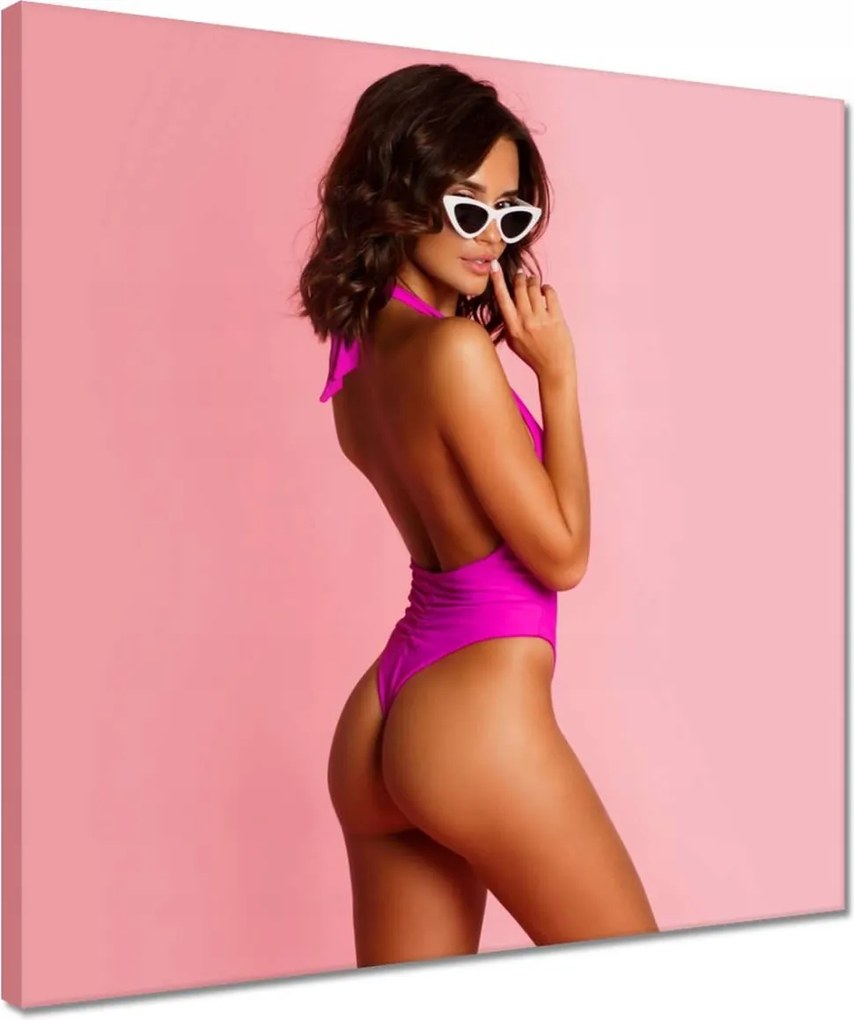 Vászonkép 40x40 Rózsaszín monokini jelmez