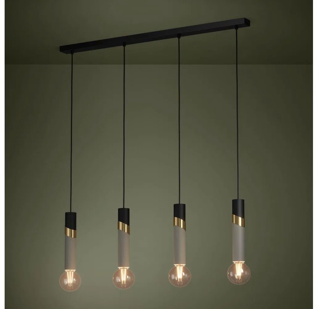 Eglo 39936 - Csillár zsinóron CEDRAL 4xE27/40W/230V fekete/arany
