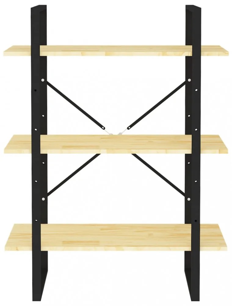 háromszintes tömör fenyőfa könyvszekrény 80 x 30 x 105 cm