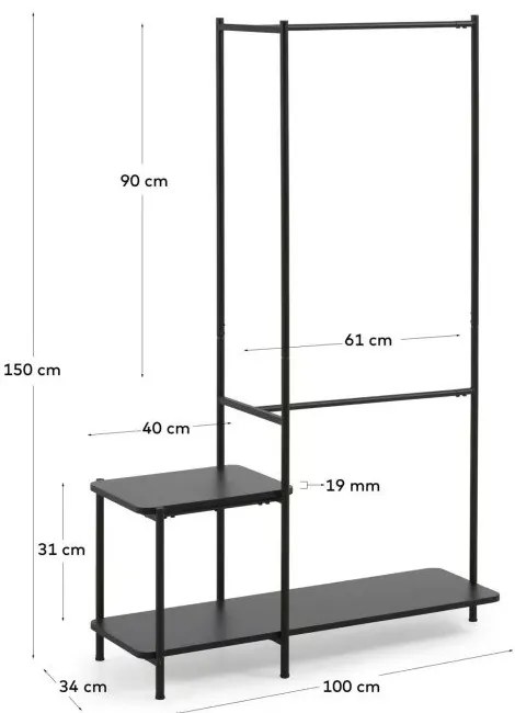 Galatia fekete fém előszoba bútor - Kave Home