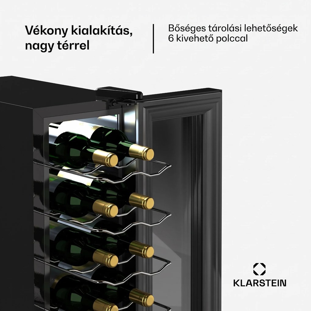 Klarstein Shiraz 14 Slim Uno borhűtő 14 palackhoz 5 - 18 °C érintővezérlés