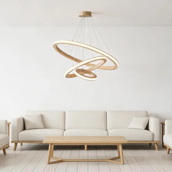 Brilagi - UMEA WOOD LED csillár kábelen LED/45W/230V Ø 60 cm kaucsukfa