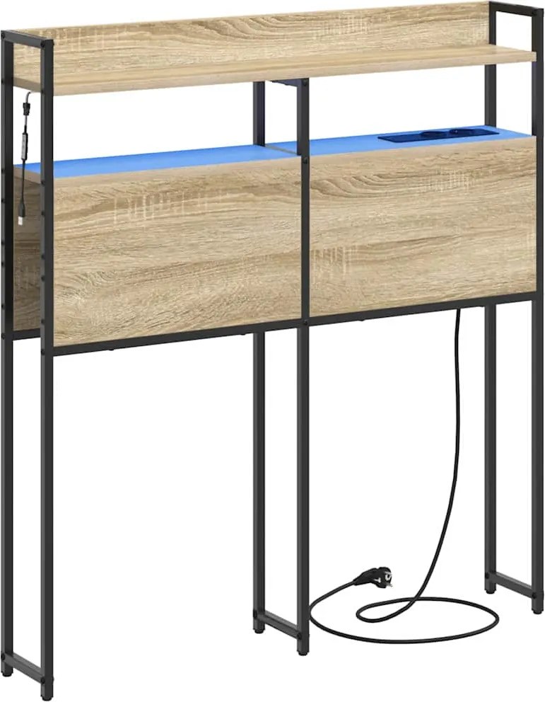 vidaXL Tároló fejtámla polcokkal tárolóval sonoma tölgy 90 cm Faanyag