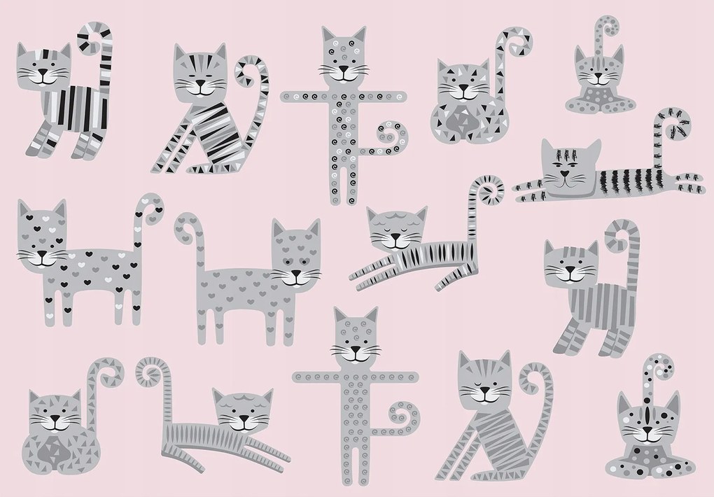 Flizelin fotótapéta Macskák a gyerekszobába vidám design 350x250 +ragasztó