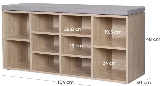 VOREN cipőtároló barna/szürke