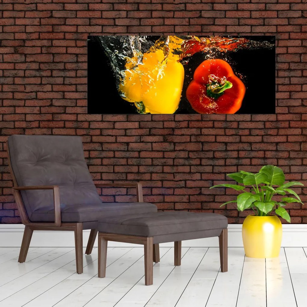 Kép - paprika a vízben (120x50 cm)