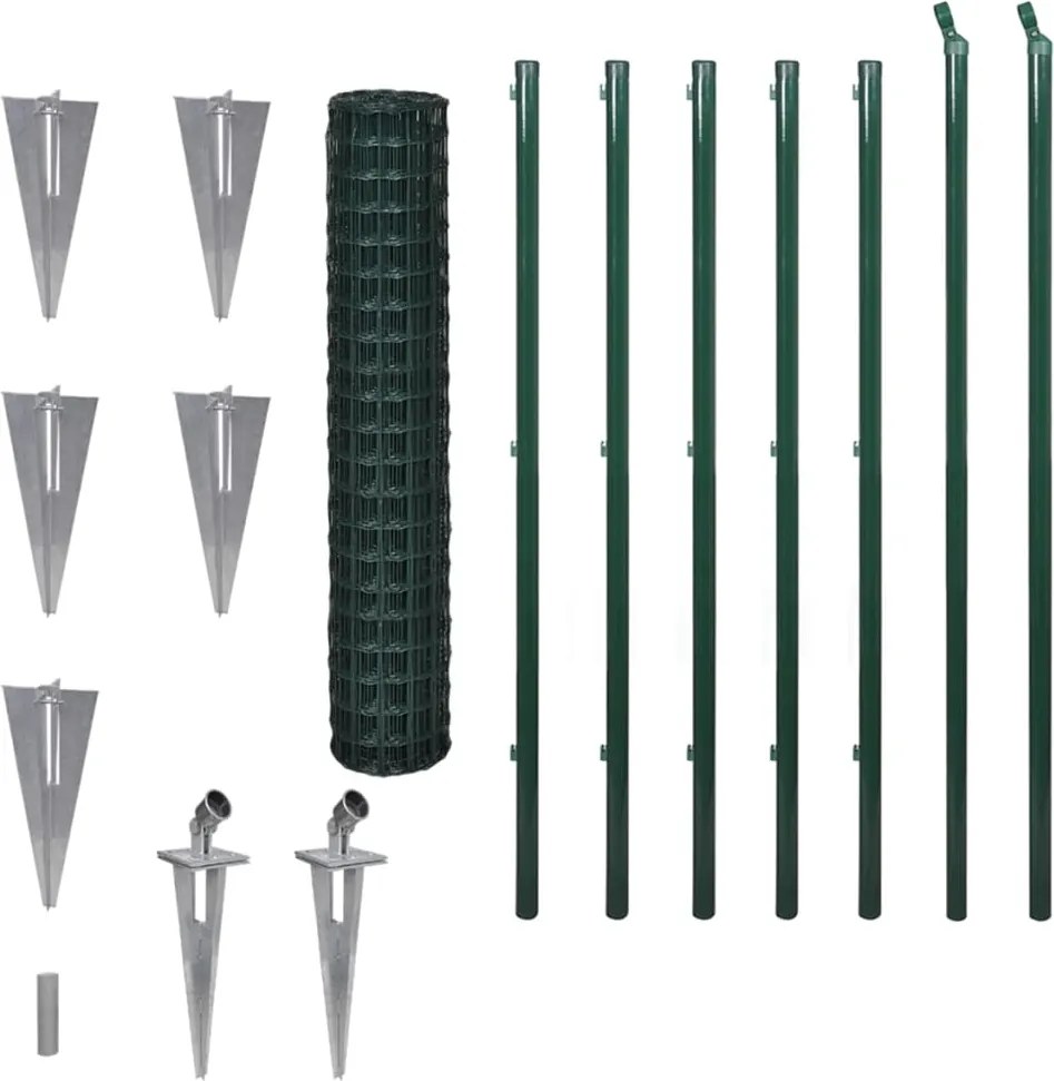 vidaXL Euro Fence zöld acélkerítés 10 x 1,7 m