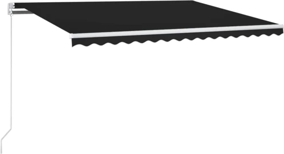 vidaXL antracitszürke kézzel kihúzható LED-es napellenző 400 x 350 cm