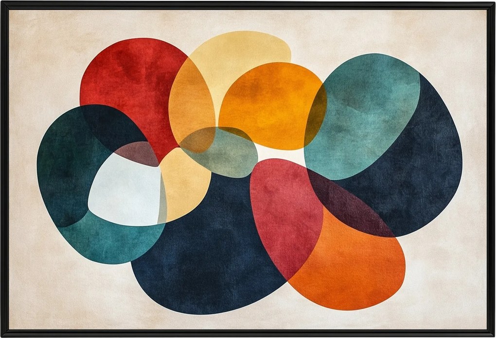 Poszter Alumínium Keret Absztrakt Mid-century Modern Bauhaus Retro 60x40