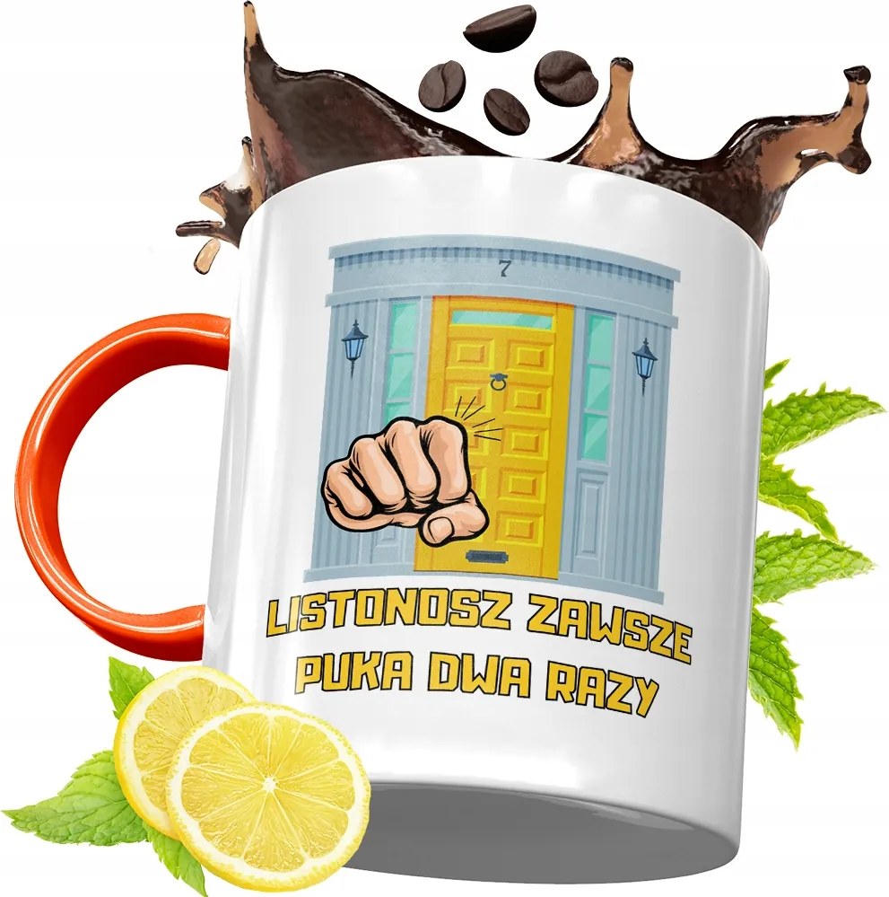 Narancssárga Bögre Postásnak Ajándék fényképes nyomattal