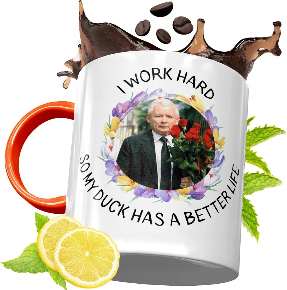 Narancssárga Bögre A Pis Elnökétől Jaroslaw Kaczynski fényképes nyomtatással