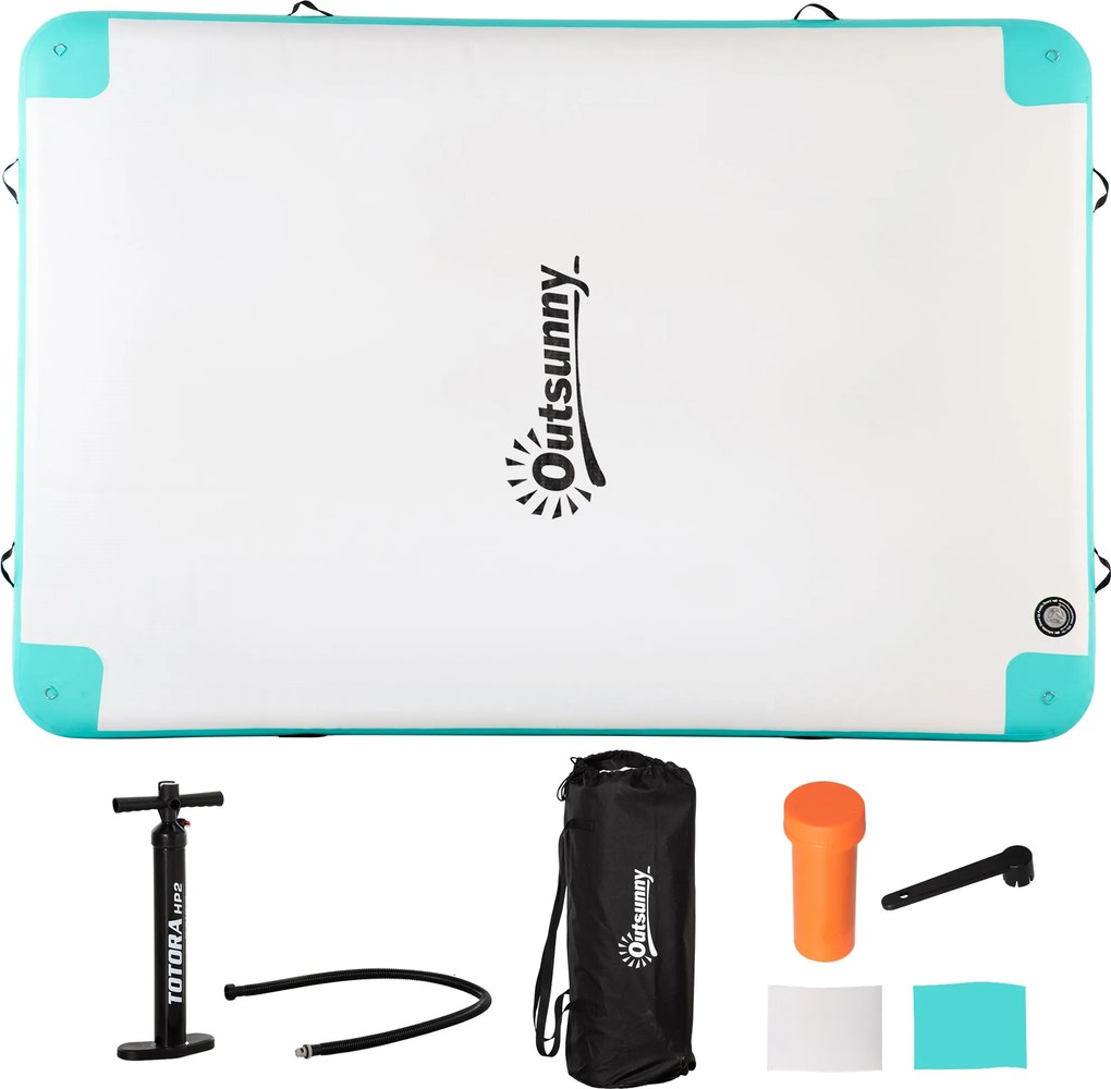 Outsunny Felfújható Medence Matrac Hajtogatható Úszó Gyékény Felfújható Víz Háló Nemdohányzó Víz Matrac Medence Játék Felnőttek Számára Úszó Sziget me