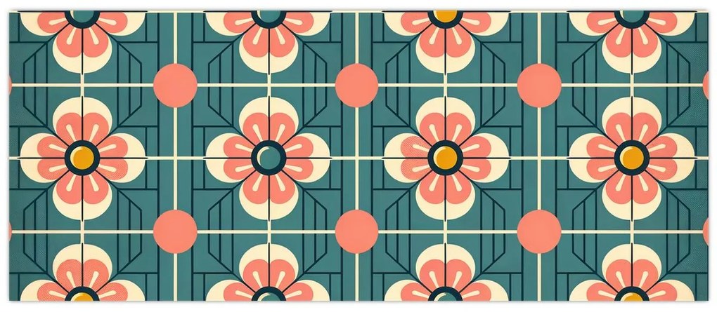 Kép - Retro virágminta (120x50 cm)