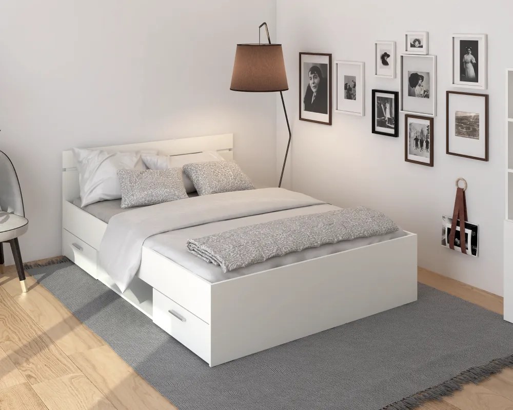 Ágykeret, 140x200, fehér, MICHIGAN NEW