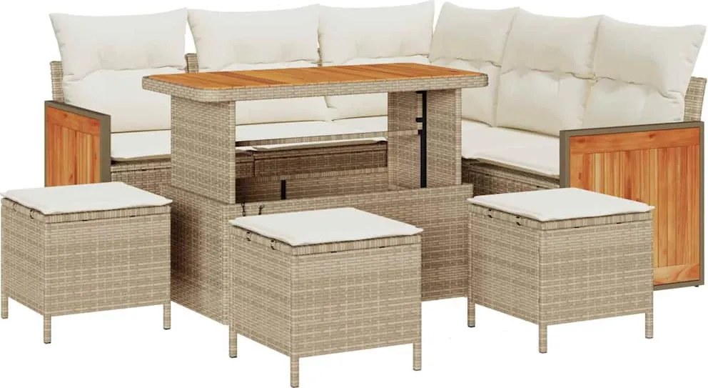 vidaXL Kerti Kanapé Szett párnával 9 pcs Beige és krém
