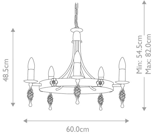 Elstead BY5-BLACK - Csillár láncon BELFRY 5xE14/60W/230V