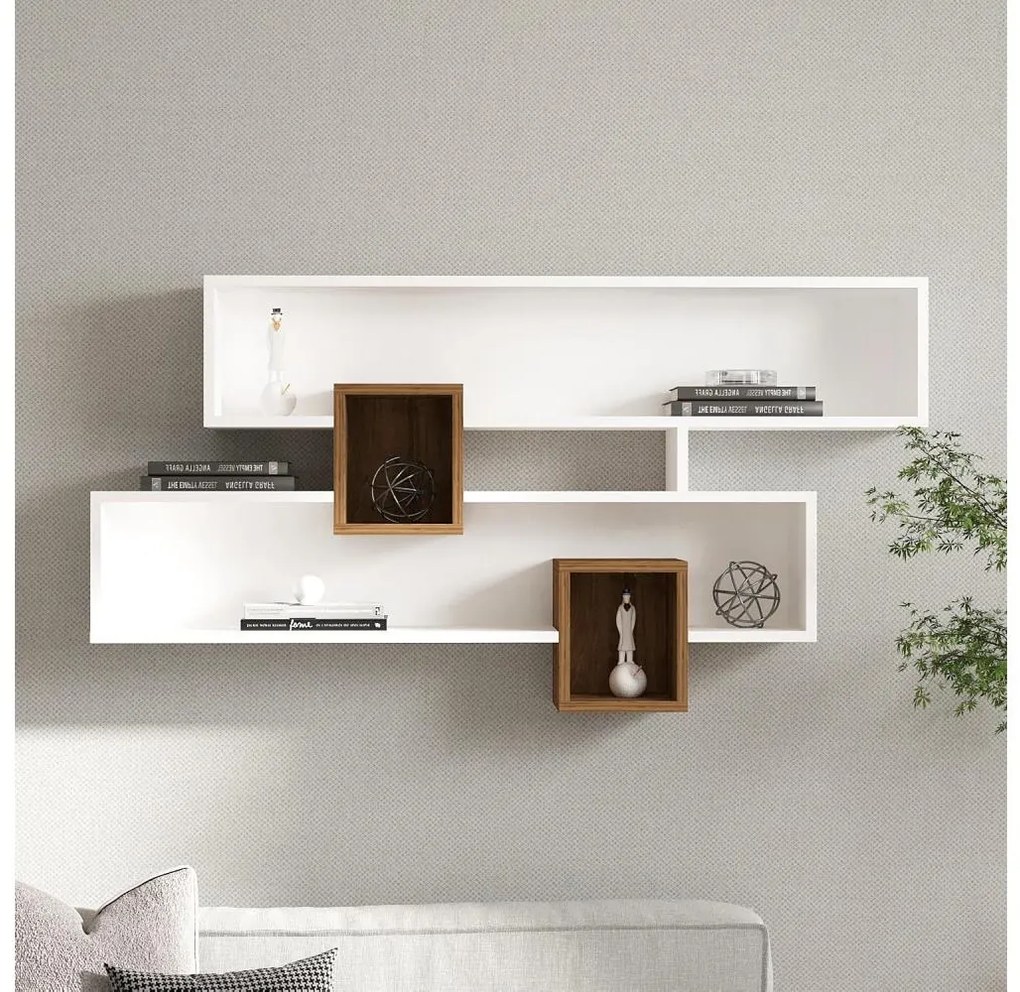 KAREN falipolc 120x72,2 cm fehér/dió