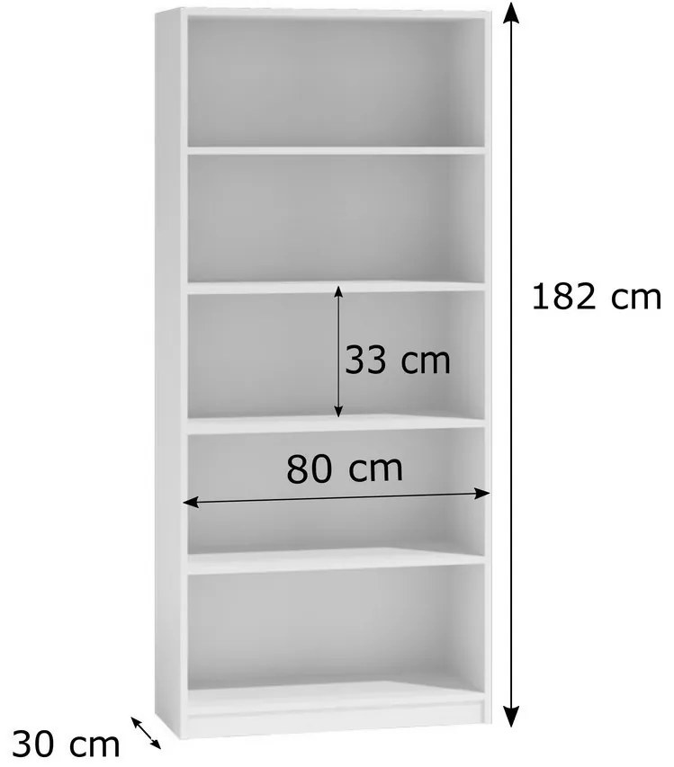 Shannan R80 polcos szekrény, 80x182x30 cm, tölgy