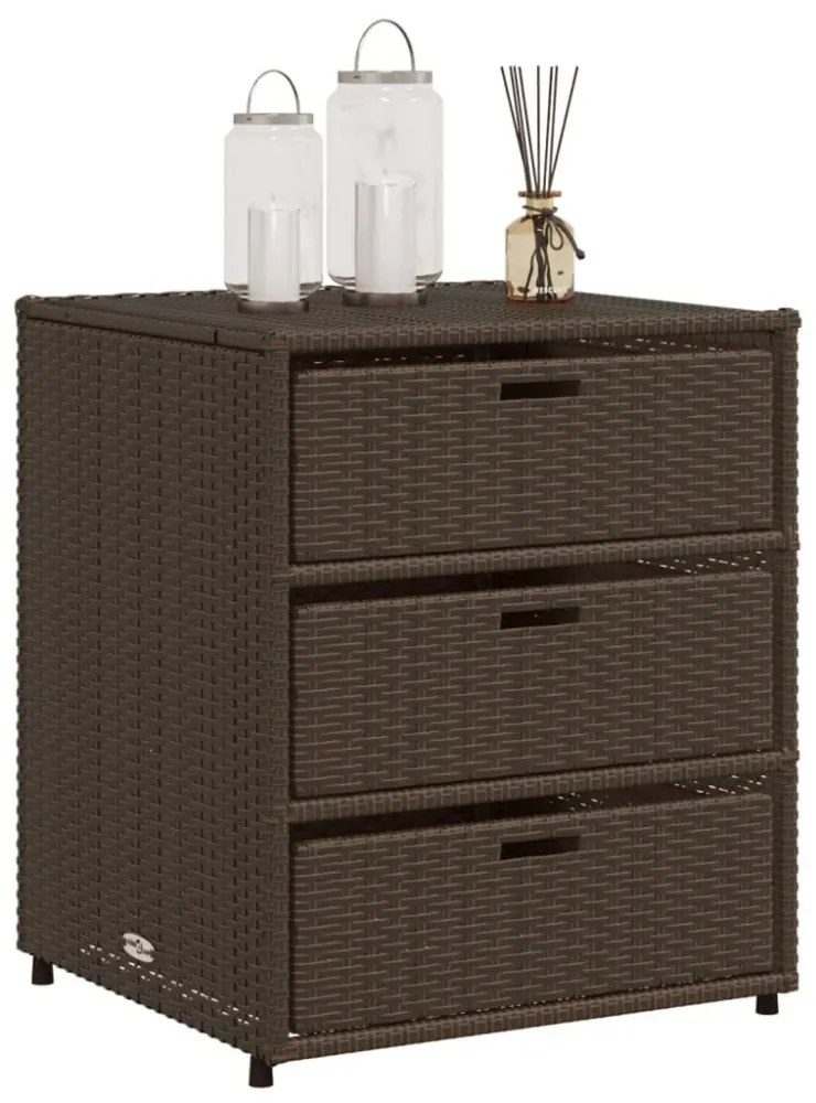 barna polyrattan kerti tárolószekrény 55 x 59 x 69 cm