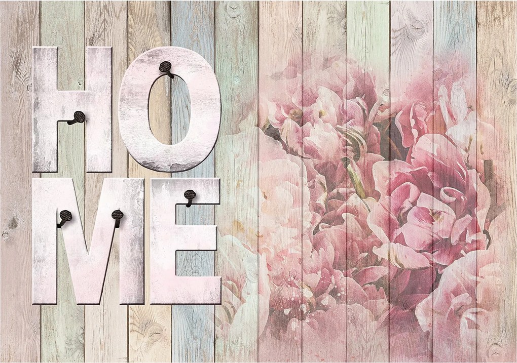 Fotótapéta Provence Home bazsarózsa deszka vinil szegek 254x184 +ragasztó