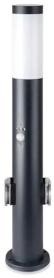 Kültéri érzékelős lámpa és 2 aljzat SCHUKO 1xE27/60W/230V IP44 60cm fekete