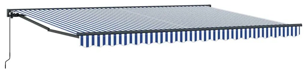 Behúzható napellenző Kék és Fehér 450x300 cm szövet
