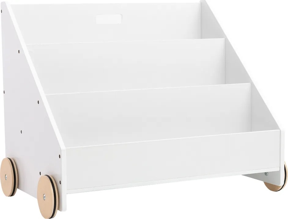 Gyerek könyvespolc kerekekkel, fehér, BERUS