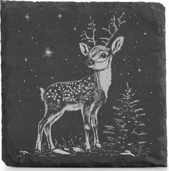 Kő alátét x4 dekoratív Szarvas 2 az erdőben