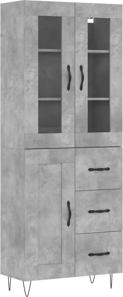 vidaXL betonszürke szerelt fa magasszekrény 69,5 x 34 x 180 cm