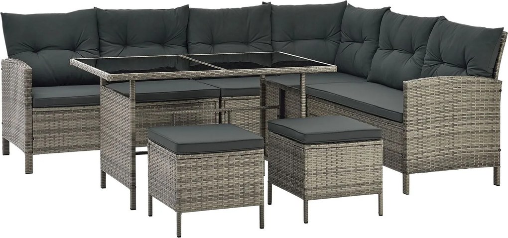 Juskys Manacor kerti rattan szett - szürke
