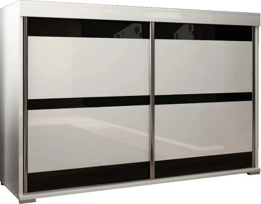 Tablet 5 140 Tolóajtós Komód 140cm, Fehér-Fekete