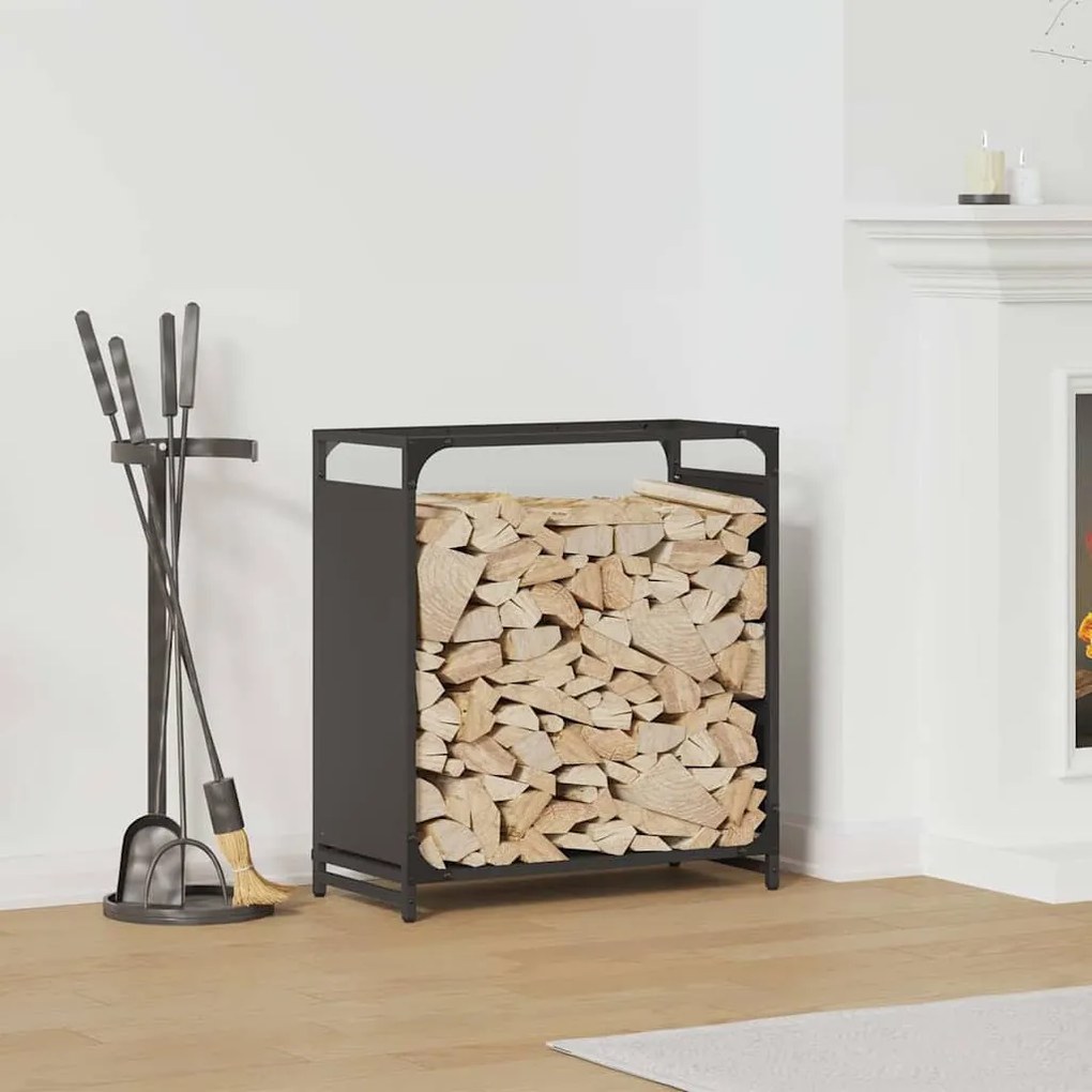 fekete hidegen hengerelt acél tűzifatároló 60x28x65 cm