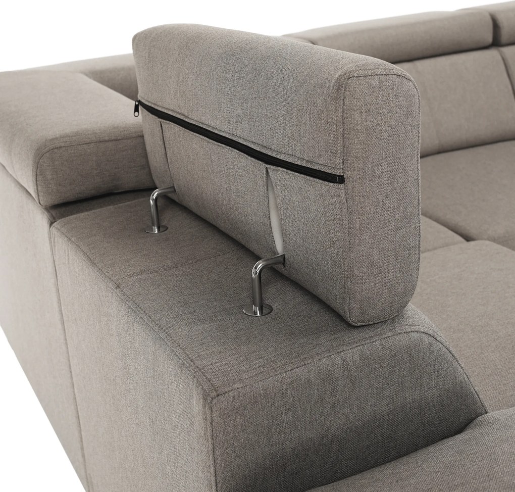 Ülőgarnitúra, szürkésbarna Taupe, jobbos kivitelezés, SEGORIA ROH U