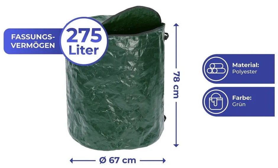 Sötétzöld komposztálható hulladék gyűjtő 275 l – Maximex