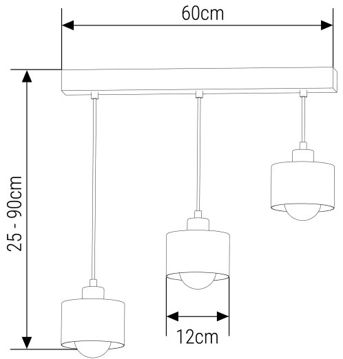 Csillár zsinóron 3xE27/35W/230V fekete/arany