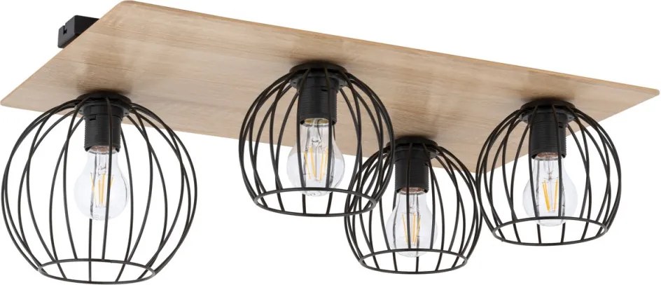 SIGMA LIGHTING 32360 CYBER Loft Mennyezeti Lámpa Fekete, Tölgy E27 IP20