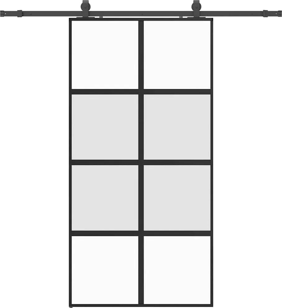 vidaXL fekete edzett üveg tolóajtó fémszerelék szettel 102,5x205 cm