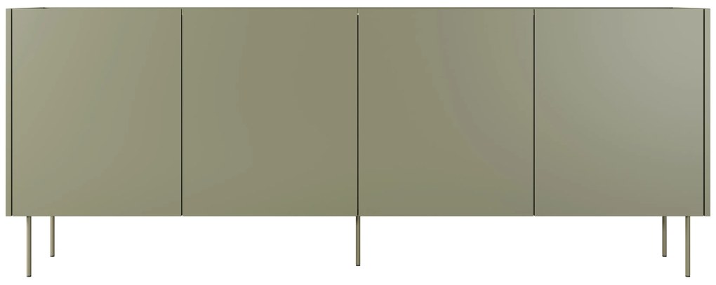 Desin négyajtós komód 220 cm - olívazöld / nagano tölgy